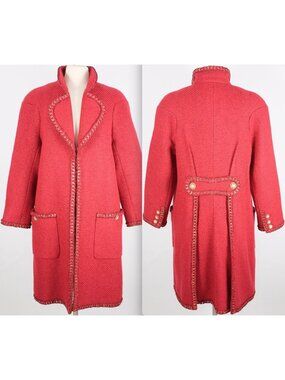 Chanel 15A jacket coat 44 US 10 Paris-Salzburg red tweed gold alpaca
